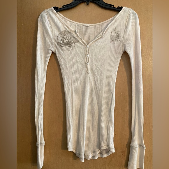 Long Sleeved Ribbed Henley Top - Picture 1 of 3